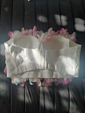 The Sang Floral Petal Bustier Top in Pink & White